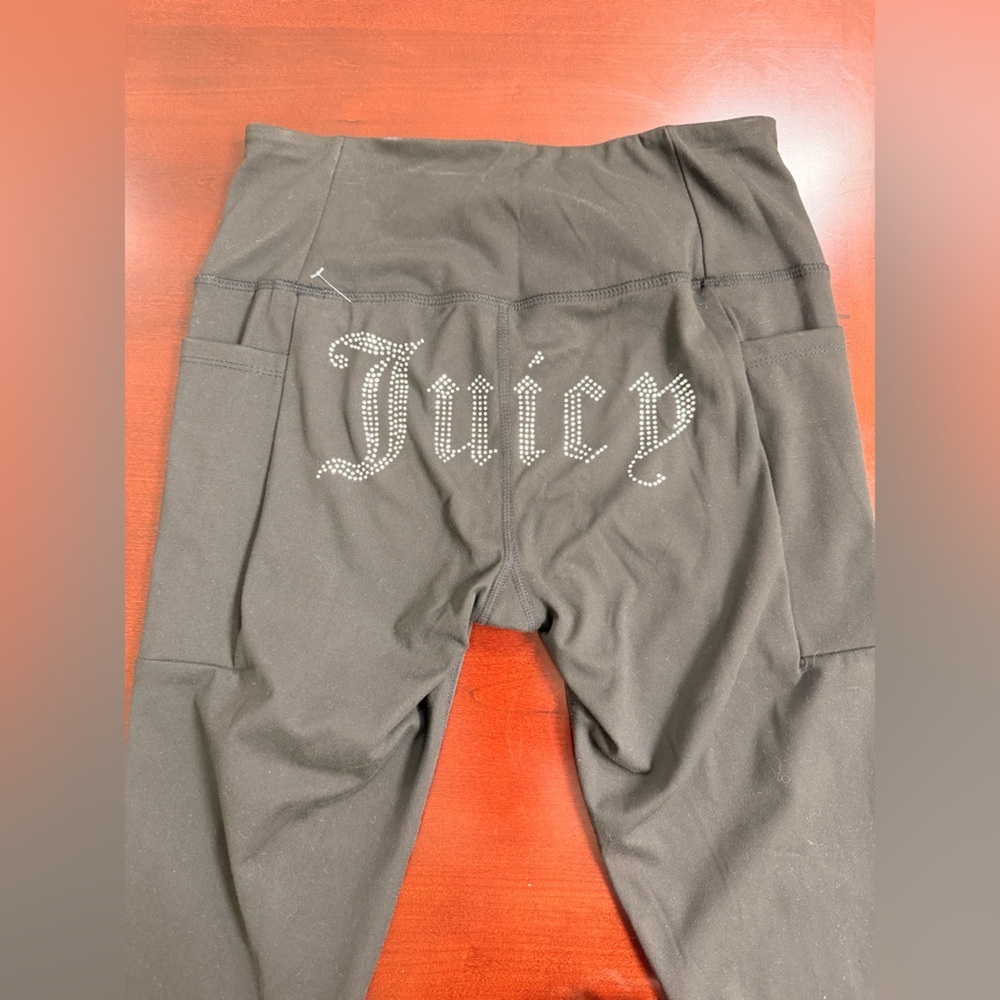 Juicy Couture Sport Black Leggings with Rhinestone 'Juicy' Script